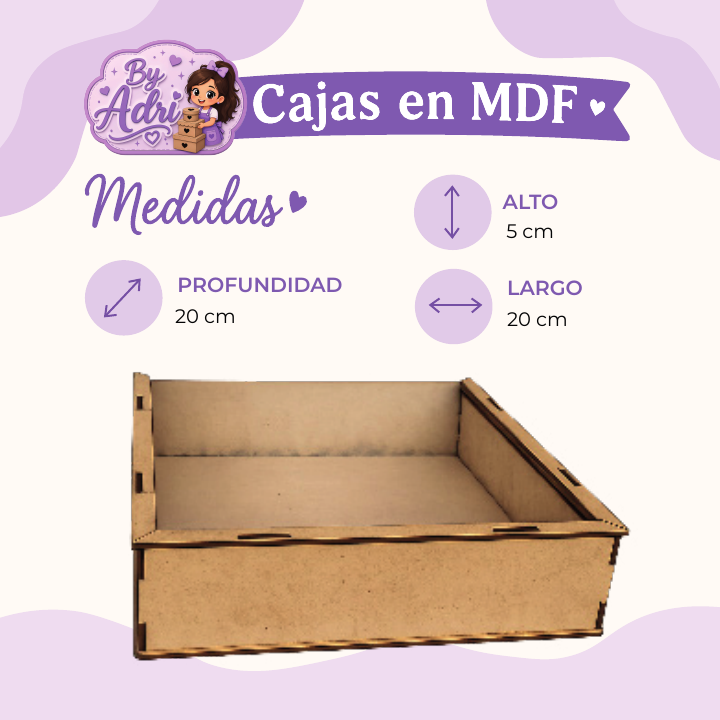 Caja en MDF, 5 por 20 por 20 centímetros